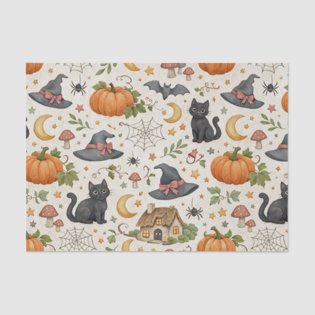 Papier Mousseline Halloween Black Kitten Cottage  (Recto)