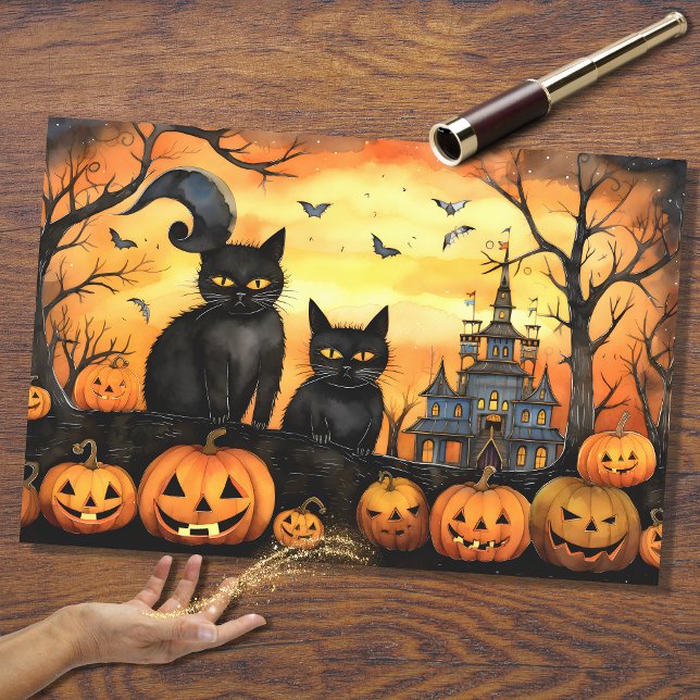 Papier Mousseline Halloween Chats 1 Papier de découpage (Créateur téléchargé)