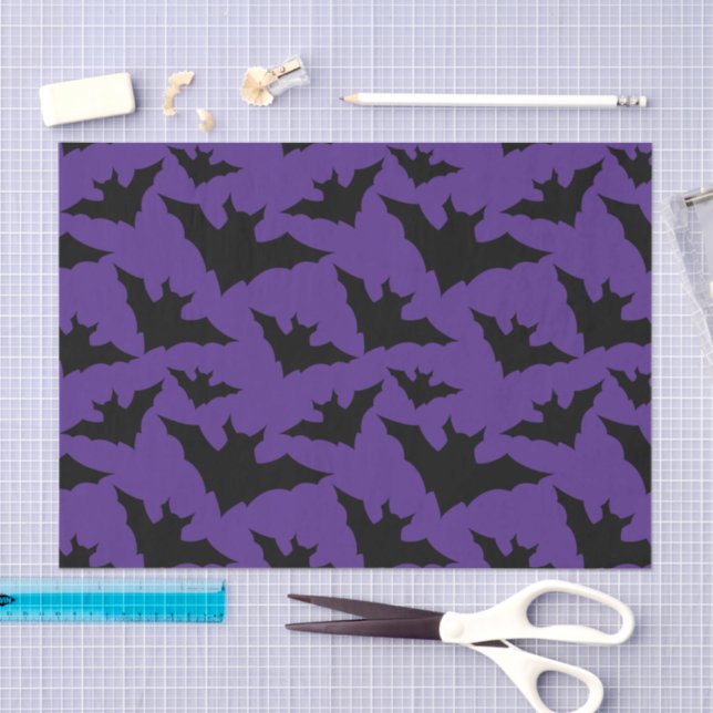 Papier Mousseline Halloween chauves-souris violet cool éffrayant mot (Artisanat)