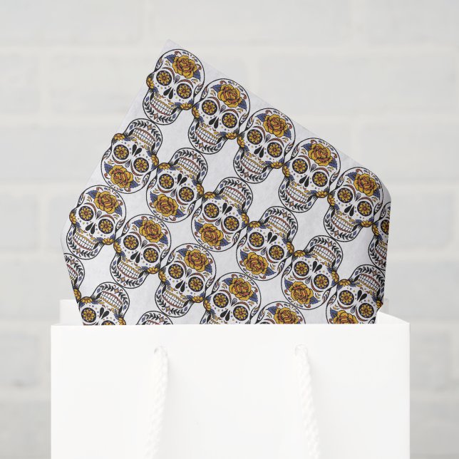 Papier Mousseline Halloween crâne sucre (Sac cadeau)