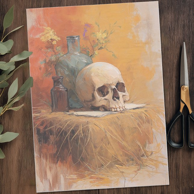 Papier Mousseline Halloween crâne vintage (Vintage Skull Halloween Tissue Paper)