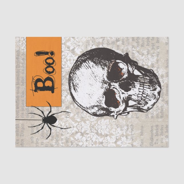 Papier Mousseline Halloween crâne vintage (Recto)