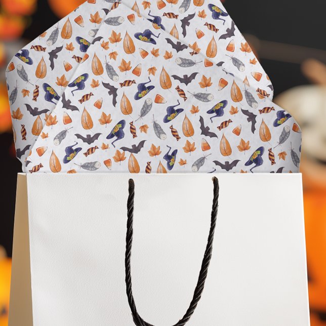 Papier Mousseline Halloween Fantaisiste  (Whimsical Halloween Tissue Paper for Gift Wrapping or Decoupage)