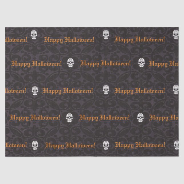 Papier Mousseline Halloween Happy Skuls Papier Tissu (Recto)