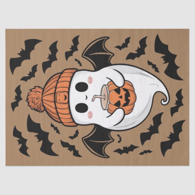 Papier Mousseline Halloween mignon Fantôme automne Éffrayante saison (Recto)