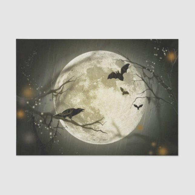 Papier Mousseline Halloween Moon Crows Night Decoupage Tissu Papier (Recto)