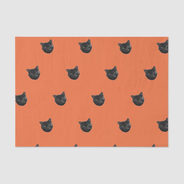 Papier Mousseline Halloween noir chatte tissu papier cadeau sac cach (Recto)