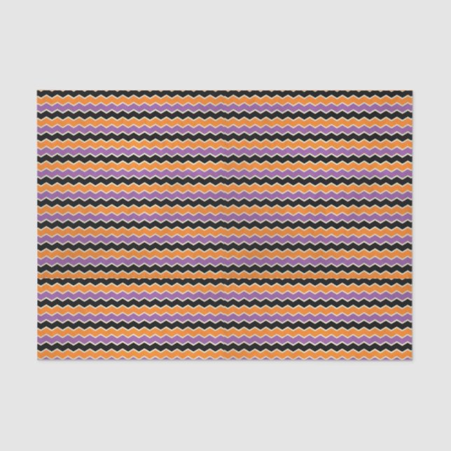 Papier Mousseline Halloween rétro années 1950 Chevron Orange Purple  (Recto)