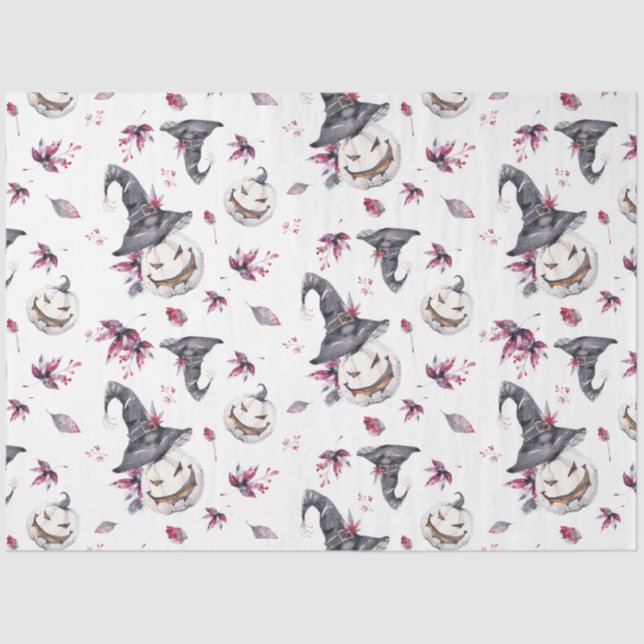 Papier Mousseline Halloween Sorcière Citrouille Papier cadeau envelo (Recto)