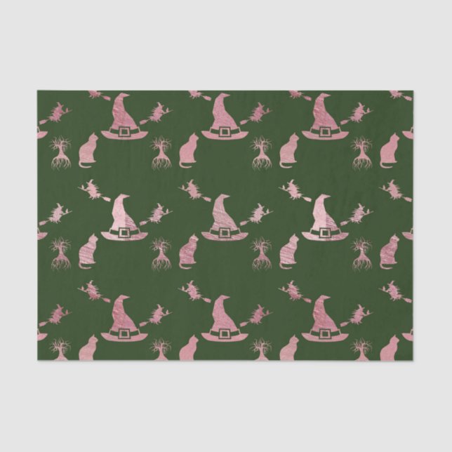 Papier Mousseline Halloween sorcières Casquette & chats Découpage (Recto)