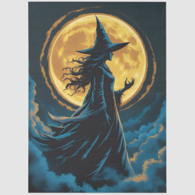 Papier Mousseline Halloween Spooky Witch a Full Moon (Recto)