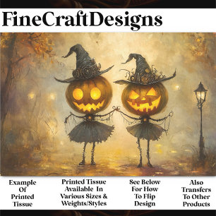 Papier Mousseline Halloween Steampunk Citrouille Sorcières AA8 Décou