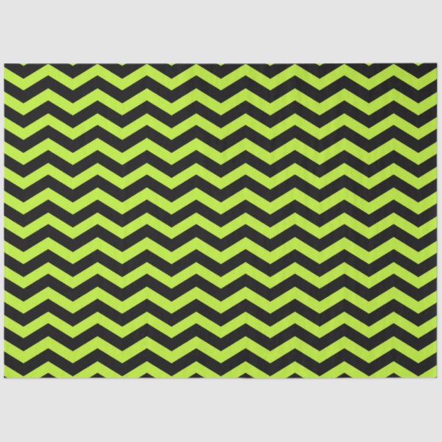 Papier Mousseline Halloween Style | Peridot Green Black Chevron (Recto)