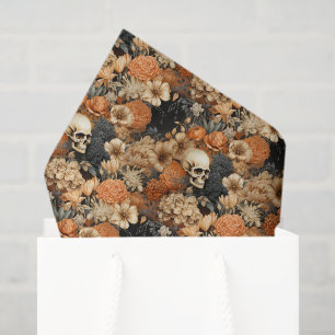 Papier Mousseline Halloween vintage au crâne floral
