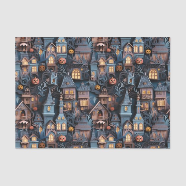 Papier Mousseline Halloween Whimsical Haunted Maison Halloween (Recto)