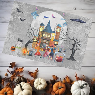 Papier Mousseline Halloween Witch Party Haunted House aquarelle