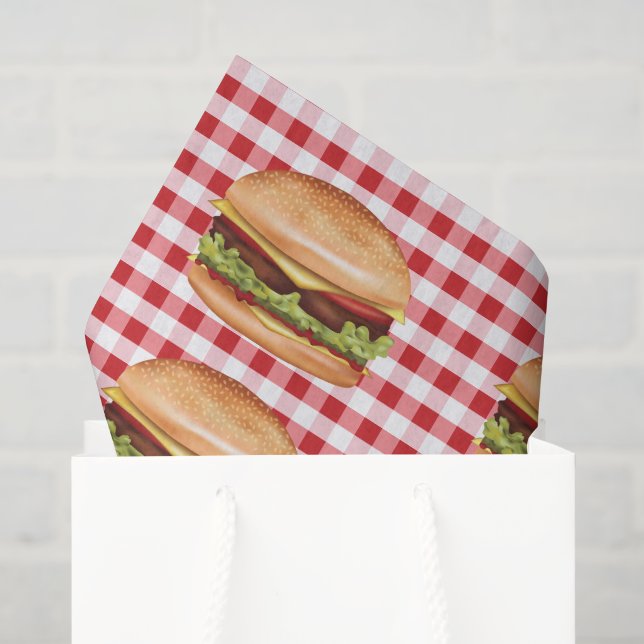 Papier Mousseline Hamburger Restauration Rapide Sur Red En vichy Mot (Sac cadeau)