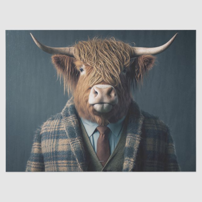 Papier Mousseline Hamish The Highland Cow Decoupage Tissu Paper (Recto)