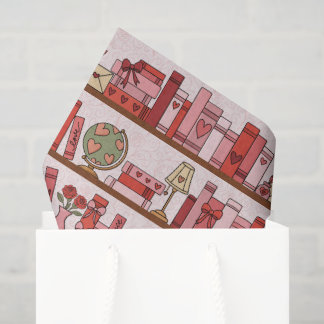 Papier Mousseline Hand Drawn Book Lover Pattern Tissue Paper