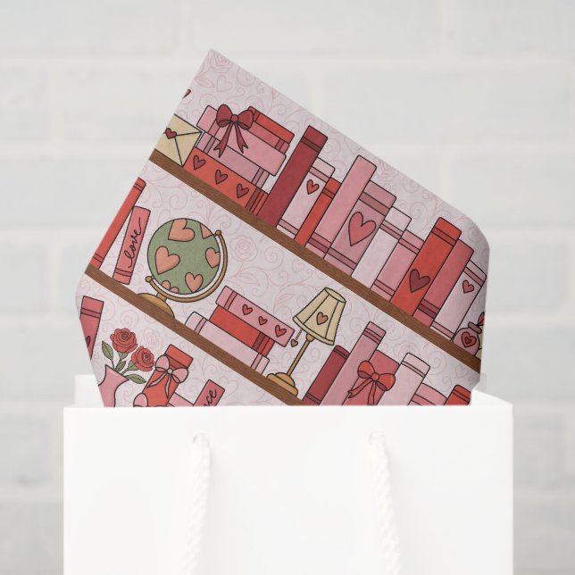 Papier Mousseline Hand Drawn Book Lover Pattern Tissue Paper (Sac cadeau)