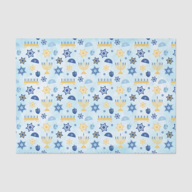 Papier Mousseline Hanoukka Chanukah Menorah allume des étoiles (Recto)