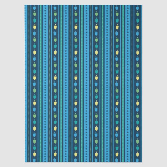 Papier Mousseline Hanukkah Dreidel Party Stripe Tissue Paper (Recto)