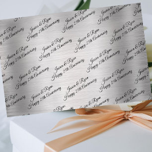 Papier Mousseline Happy 25th Anniversary DIY Names/Year Black Script