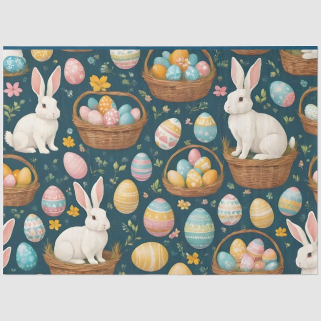 Papier Mousseline Happy Bunny Pâques collection moderne (Recto)