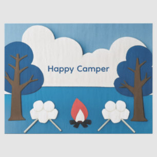 Papier Mousseline Happy Camper Texte personnalisé avec feu et guimau