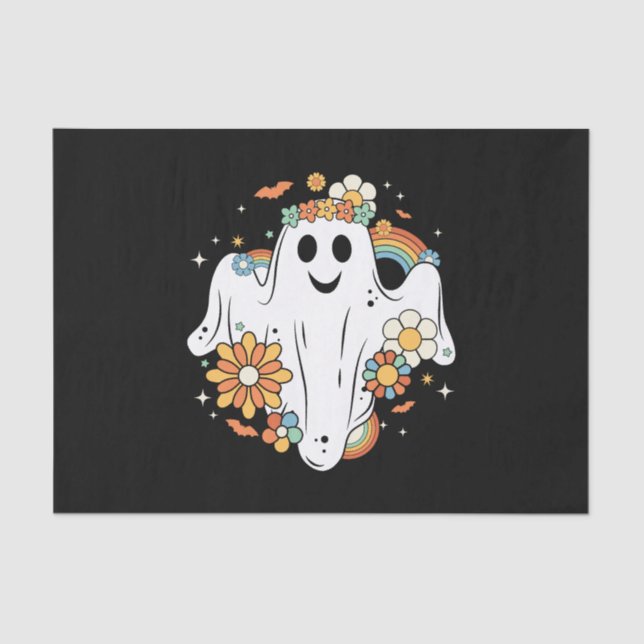 Papier Mousseline Happy Ghost Retro Hippie Vibe (Recto)