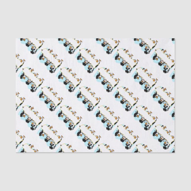 Papier Mousseline Happy Graduation Pingouins de danse avec bannière (Recto)