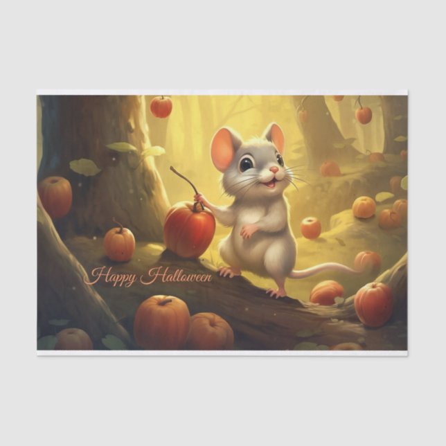 Papier Mousseline Happy Halloween mouse mignonne et Citrouille (Recto)