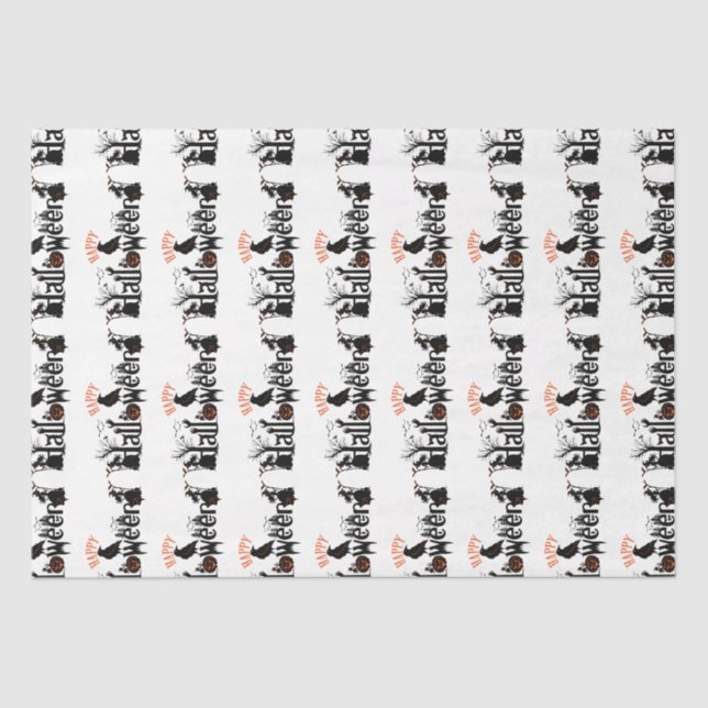 Papier Mousseline Happy Halloween Typographie créative Concept Desig (Recto)
