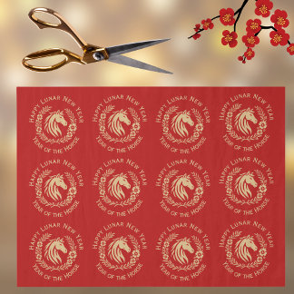 Papier Mousseline Happy Lunar New Year of the Horse Wreath Flowers