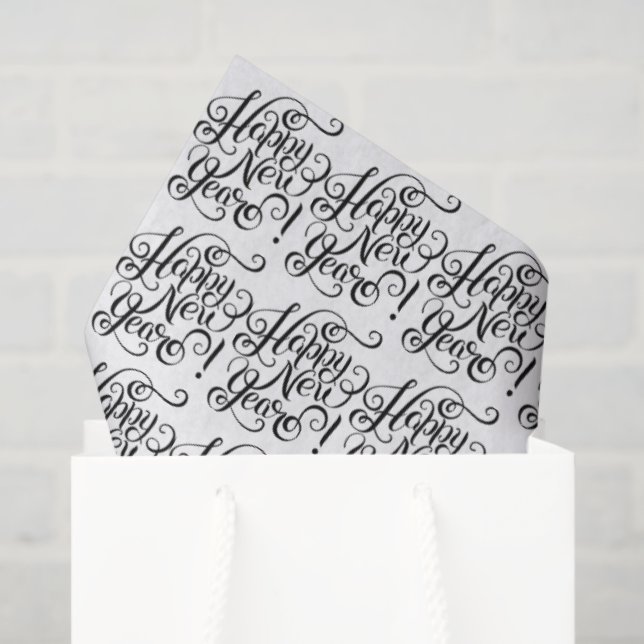 Papier Mousseline Happy  New Year  (Sac cadeau)