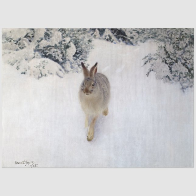Papier Mousseline Hare d'hiver (lapin), Bruno Liljefors (Recto)