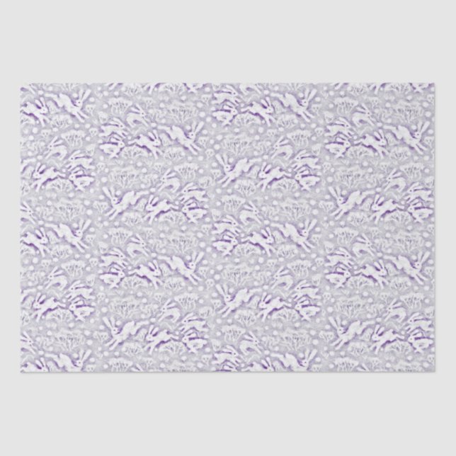 Papier Mousseline Hares lapins lapins lapins Motif Violet blanc (Recto)