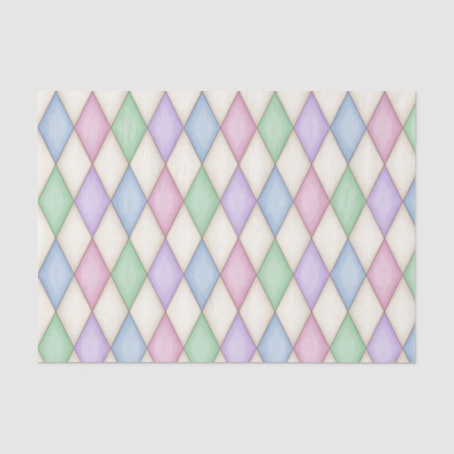 Papier Mousseline Harlequin coloré Check Conte médiévale Fairytale (Recto)