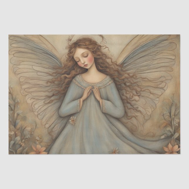 Papier Mousseline Harmonie céleste : Découpage de l'Ange de l'Art po (Recto)