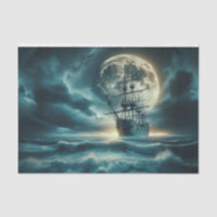 Hauné bateau pirate Lune Mer Stormy Mers Découpage