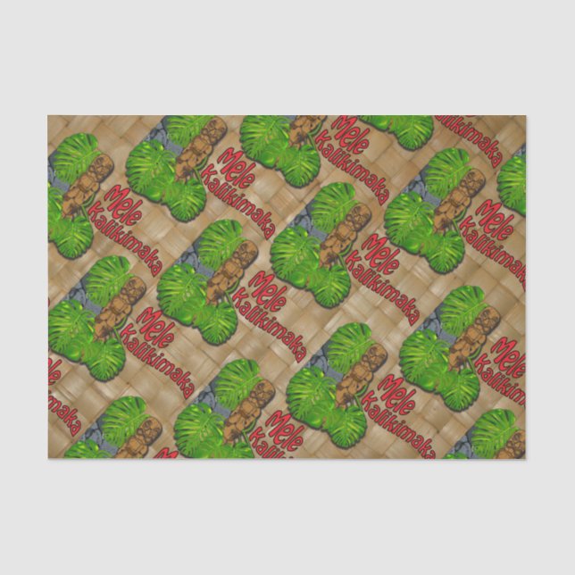 Papier Mousseline  hawaïen de Noël de Tiki Mele Kalikimaka (Recto)