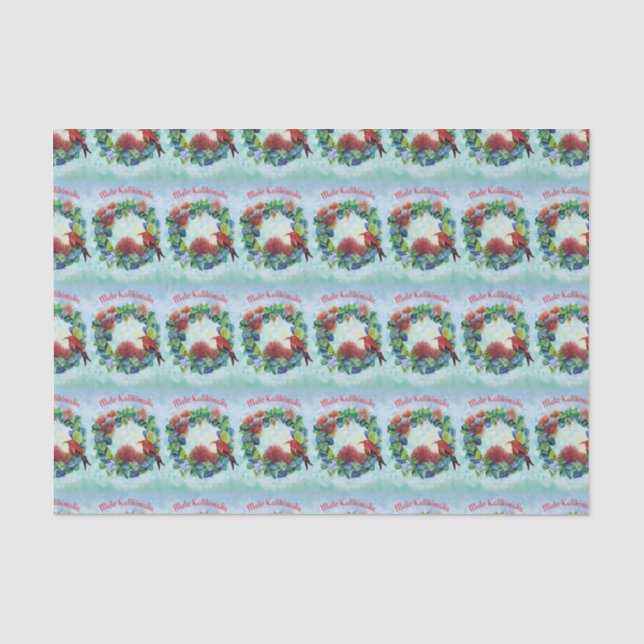 Papier Mousseline Hawaii Mele Kalikimaka Wreath Tissue Paper (Recto)