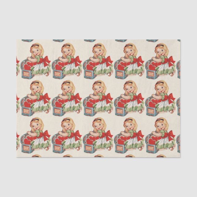 Papier Mousseline Heart Girl Enfant Retro Enfants mignons (Recto)