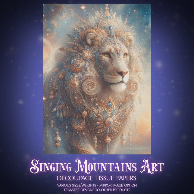 Papier Mousseline Heavenly Lion with Beaded Details Craft Decoupage (Créateur téléchargé)