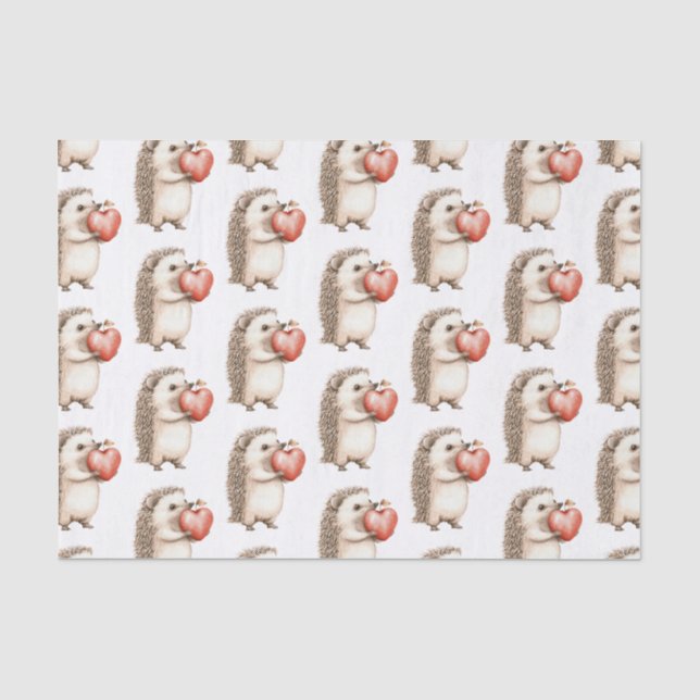 Papier Mousseline Hedgehog Apple Coeur Anniversaire (Recto)