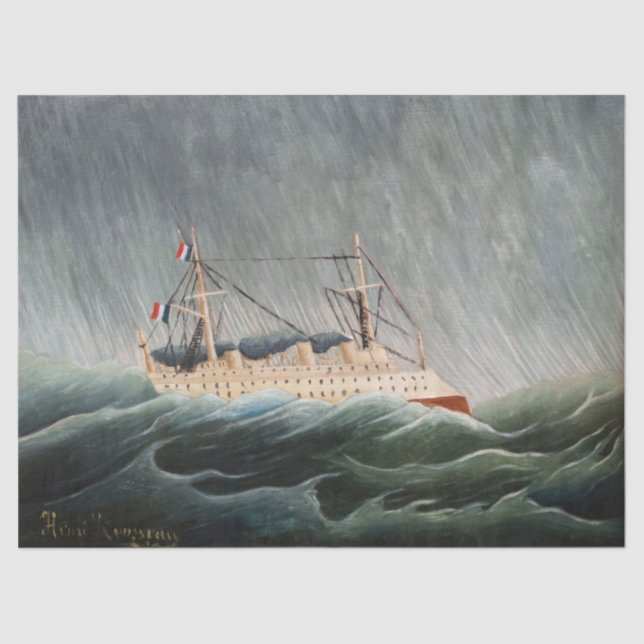 Papier Mousseline Henri Rousseau - Le navire dans la tempête (Recto)