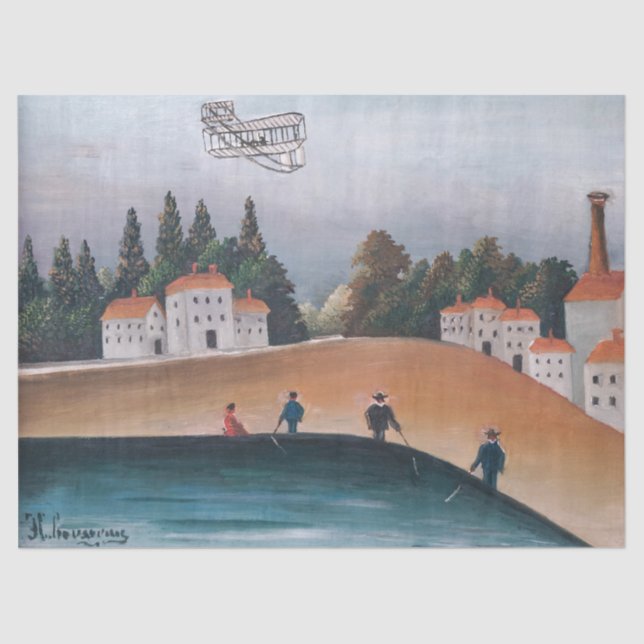 Papier Mousseline Henri Rousseau - Les Pêcheurs et le Biplane (Recto)