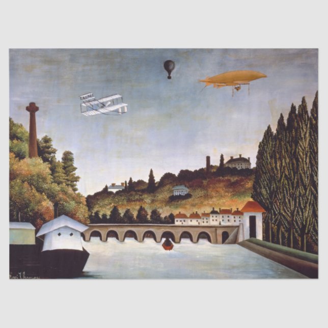 Papier Mousseline Henri Rousseau - Pont de Sèvres et collines de Cla (Recto)