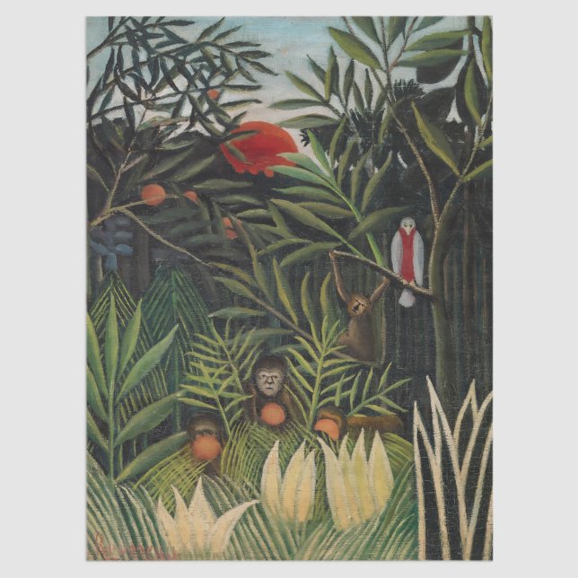 Papier Mousseline Henri Rousseau - Singes et perroquets en Forêt Vie (Créateur téléchargé)
