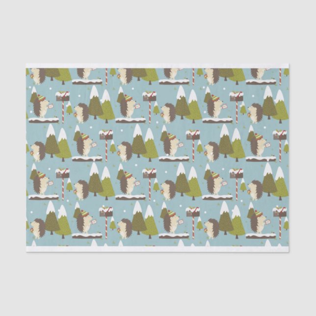 Papier Mousseline Hérisson de Noël amusant Enfants (Recto)